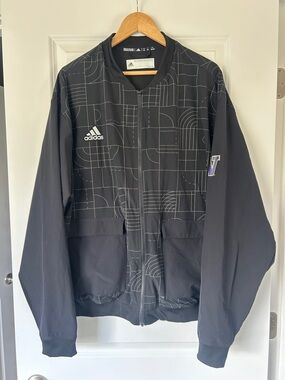 Adidas Black Lightweight Tech Bomber Jacket for University of Washington